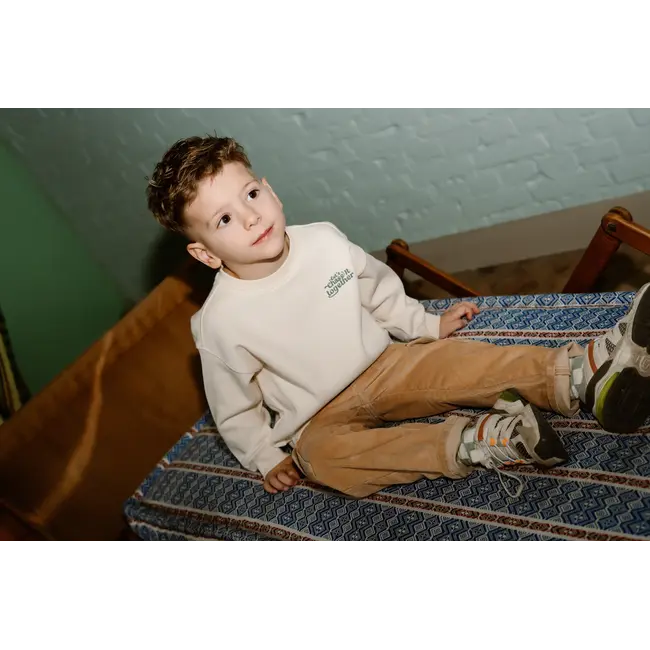 Daily7 winter sweater jongens - zand - oversized/backprint