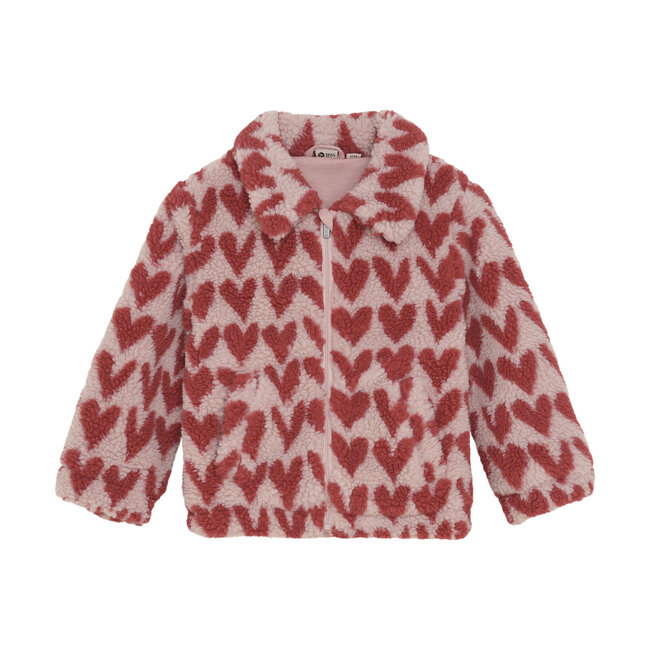 Daily7 winter winterjas meisjes - roze - teddy/hart