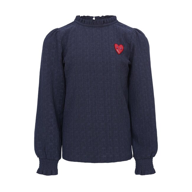 LOOXS Little winter crinckle top meisjes - donker blauw - ruffle