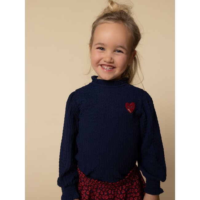 LOOXS Little winter crinckle top meisjes - donker blauw - ruffle