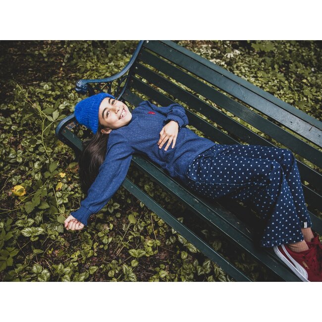 LOOXS Little winter crinckle top meisjes - donker blauw - ruffle