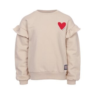 LOOXS Little winter sweater meisjes - zand - ruffle LOOXS Little winter sweater meisjes - zand - ruffle