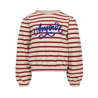 LOOXS Little winter sweater meisjes - rood - gestreept/lurex LOOXS Little winter sweater meisjes - rood - gestreept/lurex