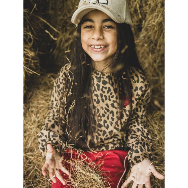 LOOXS Little winter sweater meisjes - bruin - luipaard