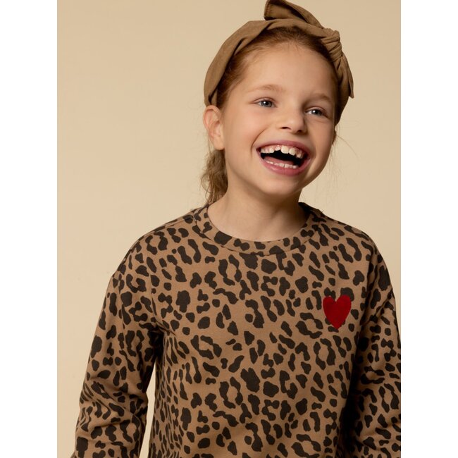 LOOXS Little winter sweater meisjes - bruin - luipaard