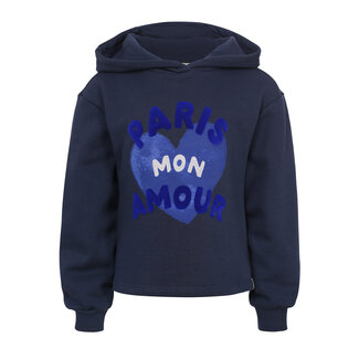 LOOXS Little winter sweater meisjes - donker blauw - ruffle/met capuchon LOOXS Little winter sweater meisjes - donker blauw - ruffle/met capuchon