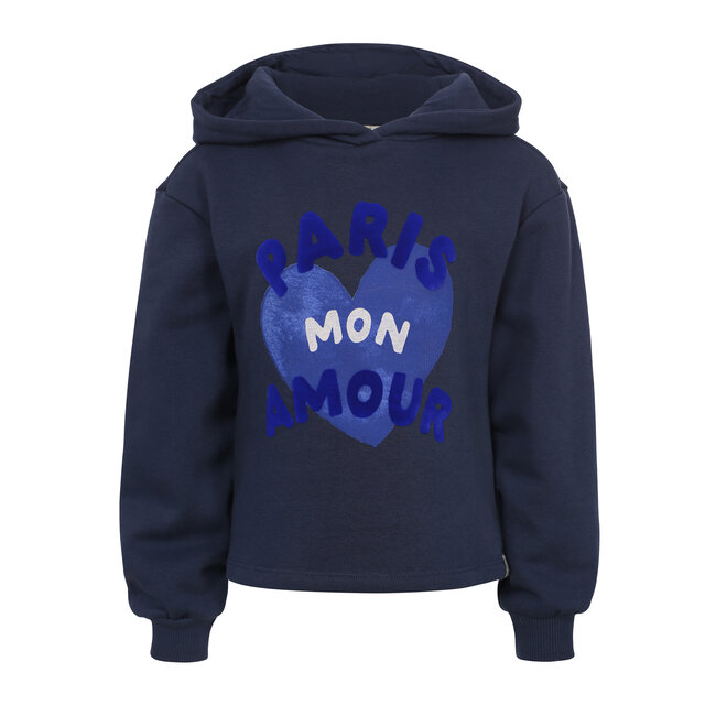 LOOXS Little winter sweater meisjes - donker blauw - ruffle/met capuchon
