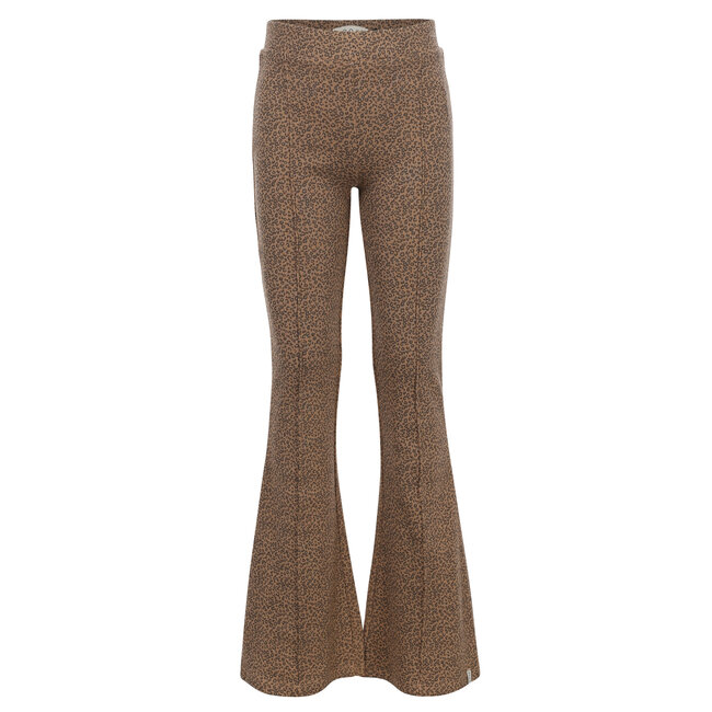 LOOXS Little winter flare broek meisjes - bruin - mini luipaard/rib