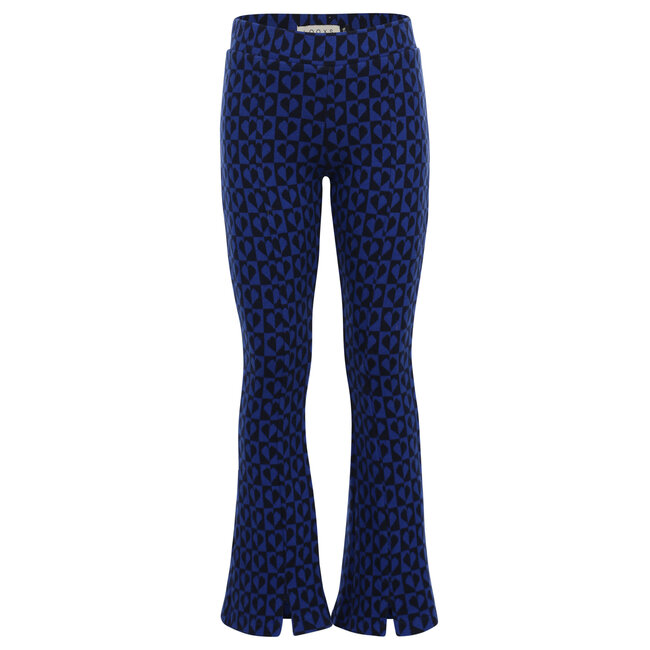 LOOXS Little winter flare broek meisjes - blauw - hartjes/jaquard