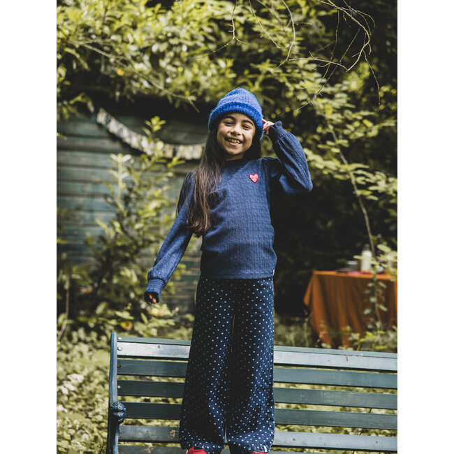 LOOXS Little winter denim wide leg broek meisjes - blauw - hart