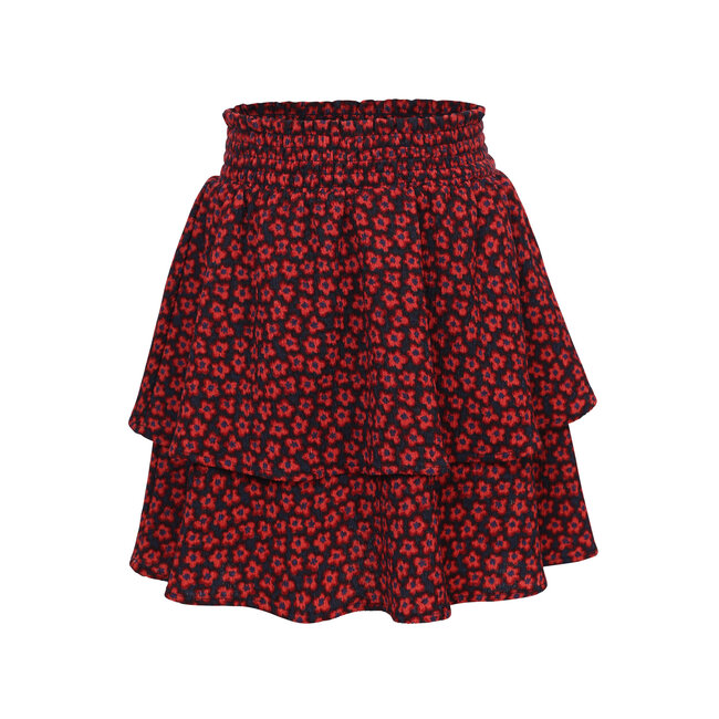 LOOXS Little winter crinckle rok meisjes - rood - bloem