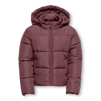 Kids ONLY winter winterjas meisjes - rood bruin - KogJuta - puffer - capuchon