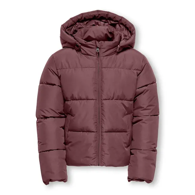 Kids ONLY winter winterjas meisjes - rood bruin - KogJuta - puffer - capuchon