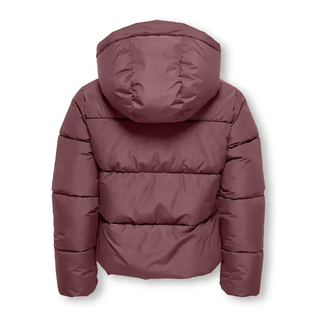 Kids ONLY winter winterjas meisjes - rood bruin - KogJuta - puffer - capuchon