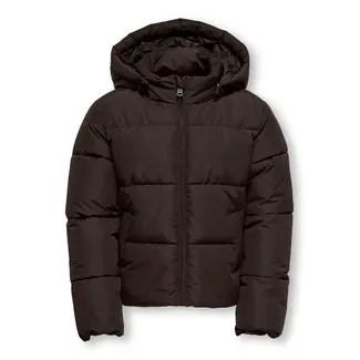 Kids ONLY winter winterjas meisjes - bruin - KogJuta - puffer - capuchon