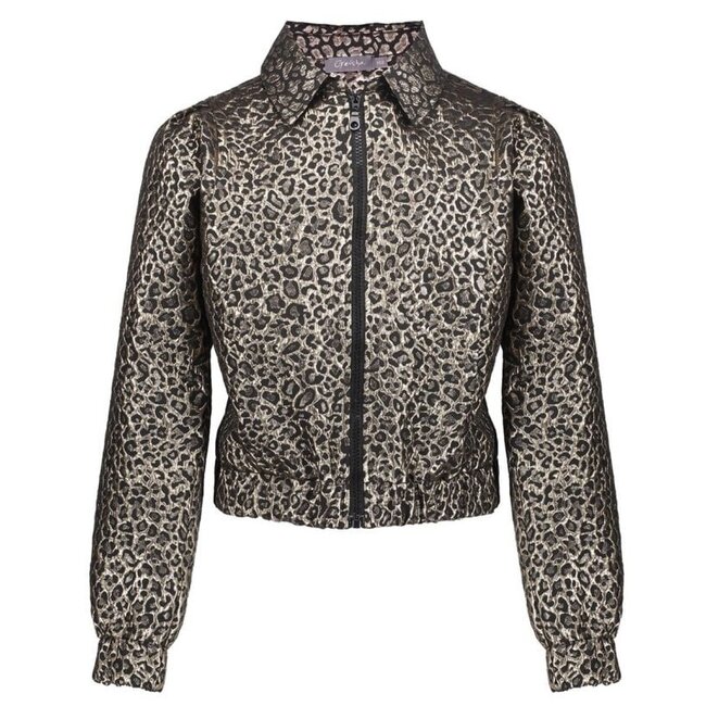 Geisha winter jas meisjes - goud/zwart - metallic, luipaard