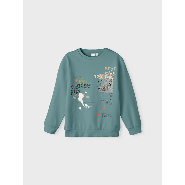 Name it winter sweater jongens - turquoise - NkmPbambo