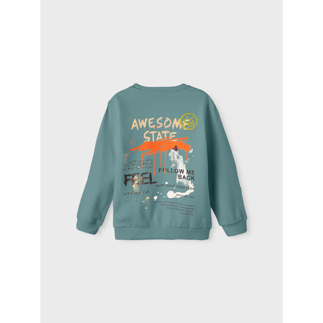 Name it winter sweater jongens - turquoise - NkmPbambo