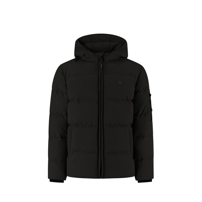 Ballin winter winterjas jongens - zwart - gewatteerd - logo badge