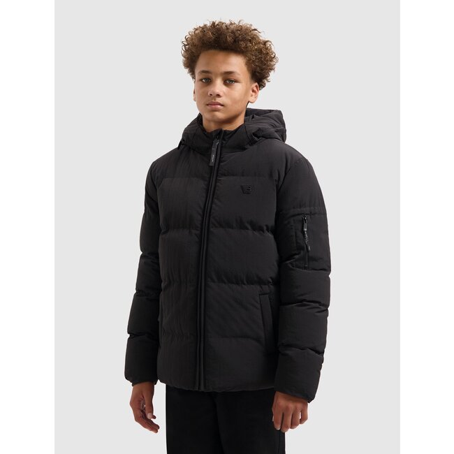 Ballin winter winterjas jongens - zwart - gewatteerd - logo badge