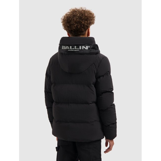 Ballin winter winterjas jongens - zwart - gewatteerd - logo badge