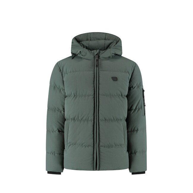 Ballin winter winterjas jongens - army groen - gewatteerd - logo badge