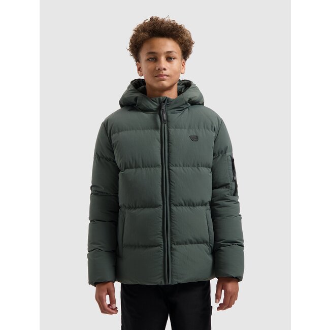 Ballin winter winterjas jongens - army groen - gewatteerd - logo badge
