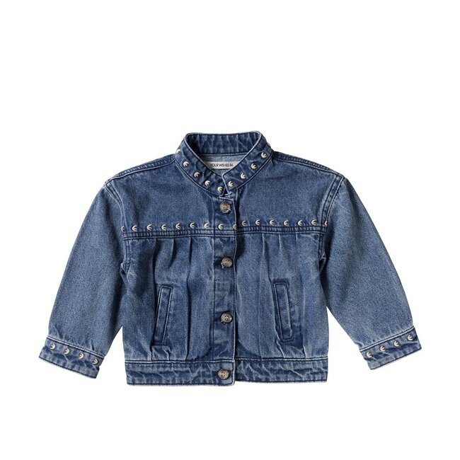 Your wishes winter jas meisjes - blauw - denim, bloem