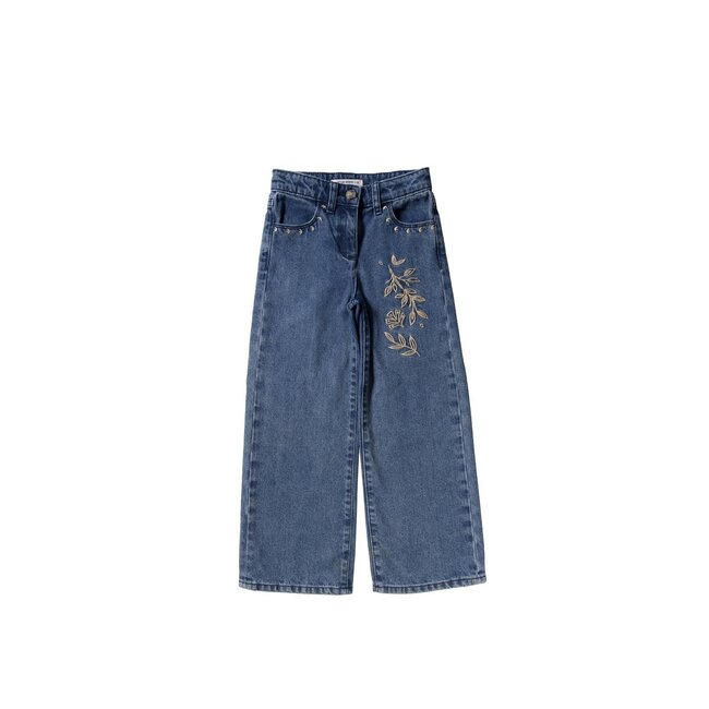 Your wishes winter jeansbroek meisjes - blauw - wide leg fit, bloem