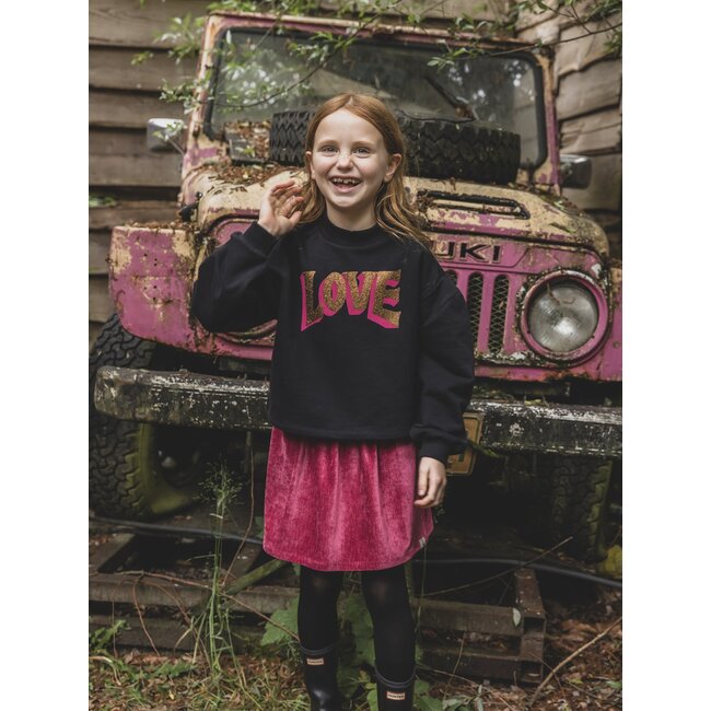 LOOXS Little winter sweater meisjes - zwart - ruffle