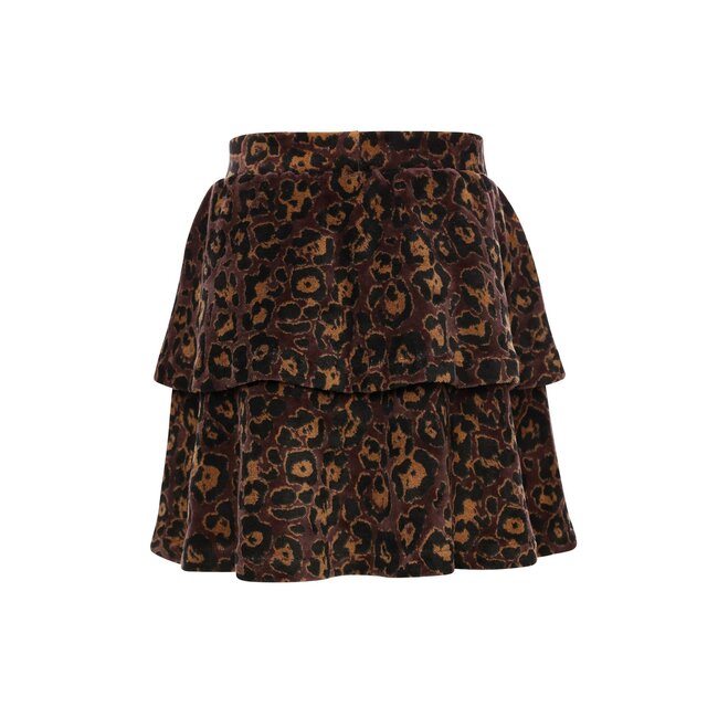 LOOXS Little winter velvet rok meisjes - bruin - luipaard