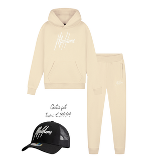 Malelions winter tracksuit jongens - beige wit - Essentials + GRATIS PET!