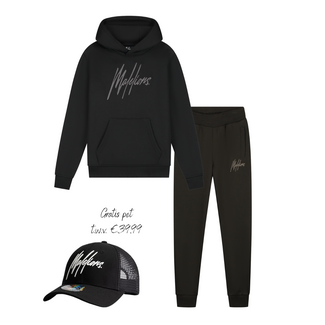 Malelions winter tracksuit jongens - zwart grijs - Essentials + GRATIS PET!