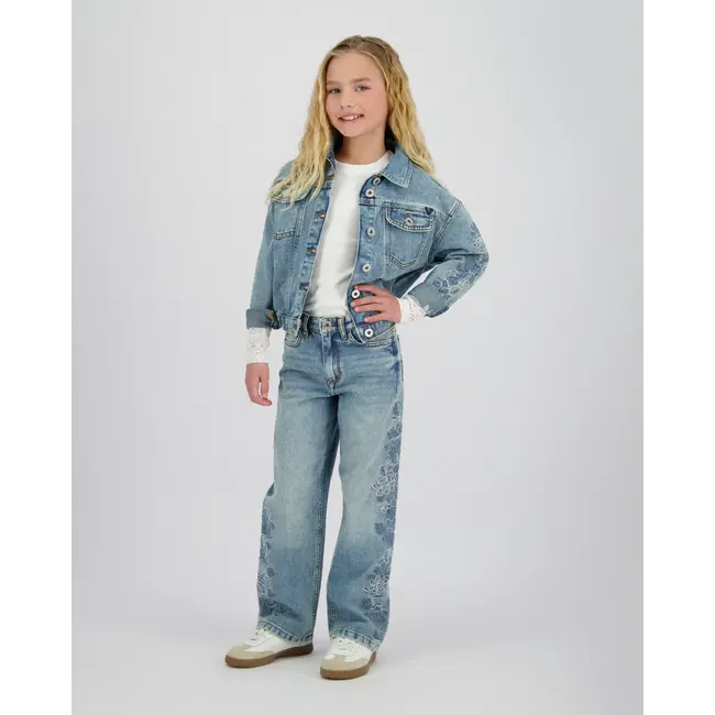 Vingino zomer spijkerjasje meisjes - blauw - Tori - loose fit