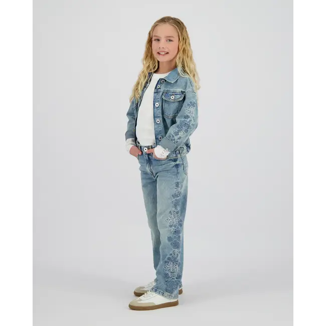 Vingino zomer spijkerjasje meisjes - blauw - Tori - loose fit