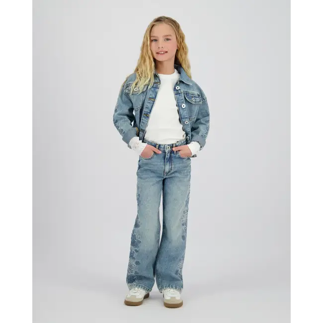 Vingino zomer spijkerjasje meisjes - blauw - Tori - loose fit