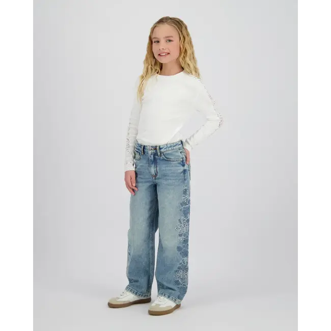 Vingino zomer jeans broek meisjes - blauw - Cato - wide leg