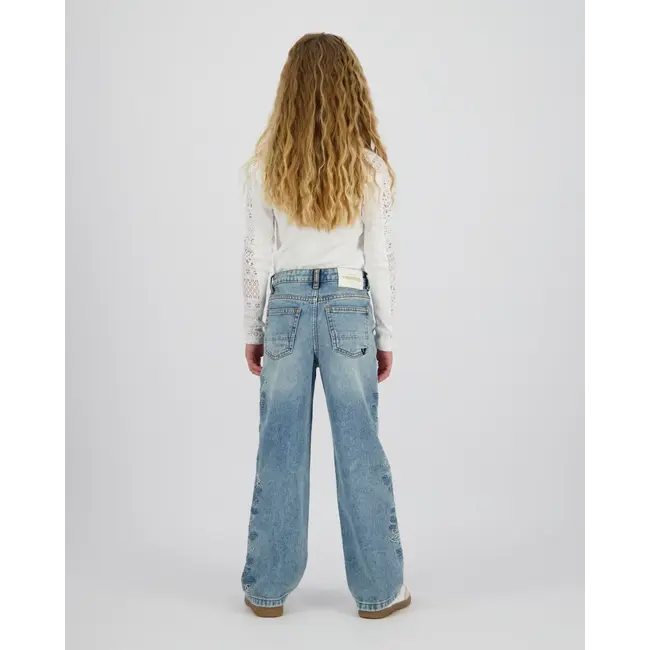 Vingino zomer jeans broek meisjes - blauw - Cato - wide leg