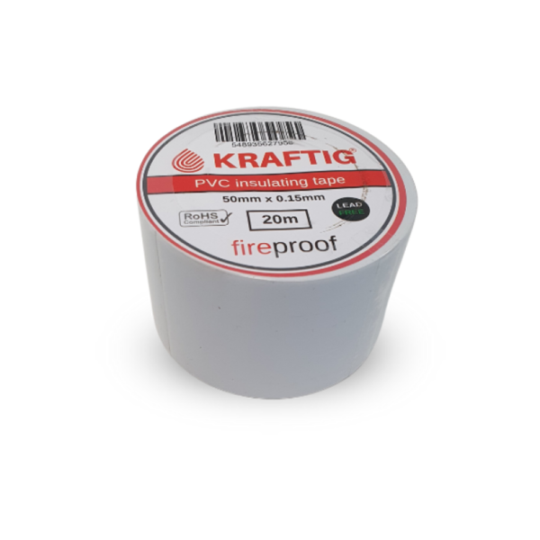 Kraftig Isolatietape wit 50mm x 0.15mm 20m