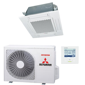 Mitsubishi Heavy Cassette 60x60 single-split set FDTC25VH 2,5 kW inclusief paneel en bedrade wandbediening