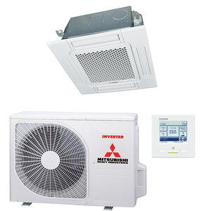 Mitsubishi Heavy Cassette 60x60 single-split set FDTC35VH 3,5 kW inclusief paneel en bedrade wandbediening