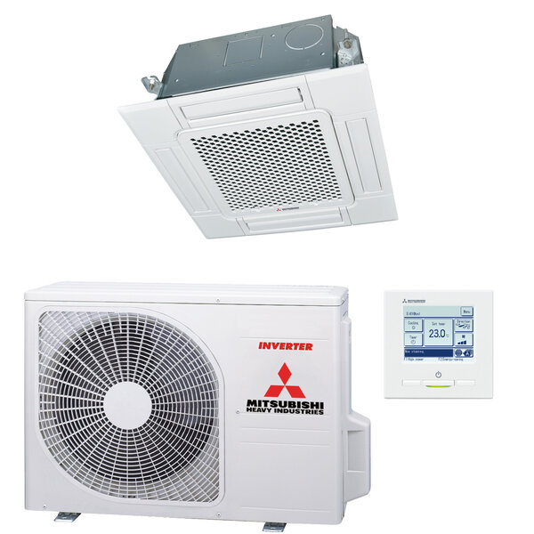Mitsubishi-Heavy Mitsubishi Heavy Cassette 60x60 single-split set FDTC35VH 3,5 kW inclusief paneel en bedrade wandbediening