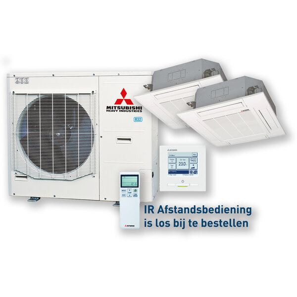 Mitsubishi-Heavy  Cassette duo-split set FDT140 Micro inverter 14,0 kW inclusief verbindingsstuk en bedrade wandbediening