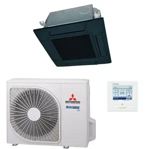 Cassette 60x60 single-split set FDTC60VH 6,0 kW inclusief mat zwart (RAL9005) paneel en bedrade wandbediening.