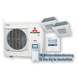 Cassette 60x60 duo-split set FDTC125 Micro inverter 12,5 kW inclusief verbindingsstuk en bedrade wandbediening