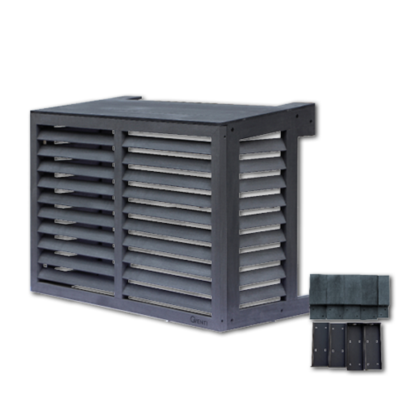 Qventi Airconditioner Cover Houtcomposiet Basis Grijs 100x75x50CM