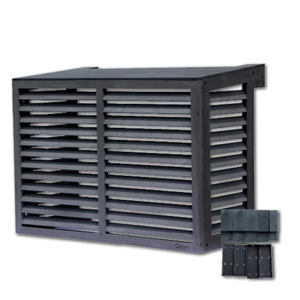 Qventi Airconditioner Cover Houtcomposiet Basis Grijs 115X85X57,5CM