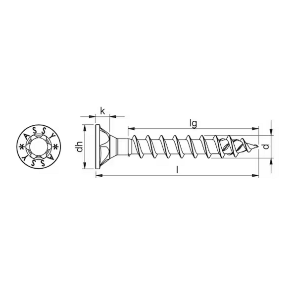 ASSY® 4 ASSY® 4 CSMP universele schroef verzinkt staal voldraad 90° verzonken kop met freesholtes RW PLVZK-FRH-HO-RW20-(A3K)-5X40-32 019005040 500 stuks