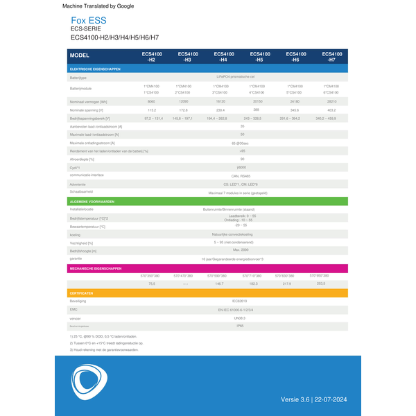 FOX-ESS Thuisbatterij Set H1-4,6-E en CM4100‑H2  1-fase