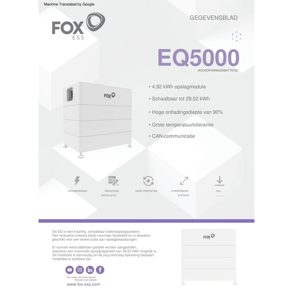 FOX-ESS Thuisbatterij SET H1-4,6-E en EQ5000-H2